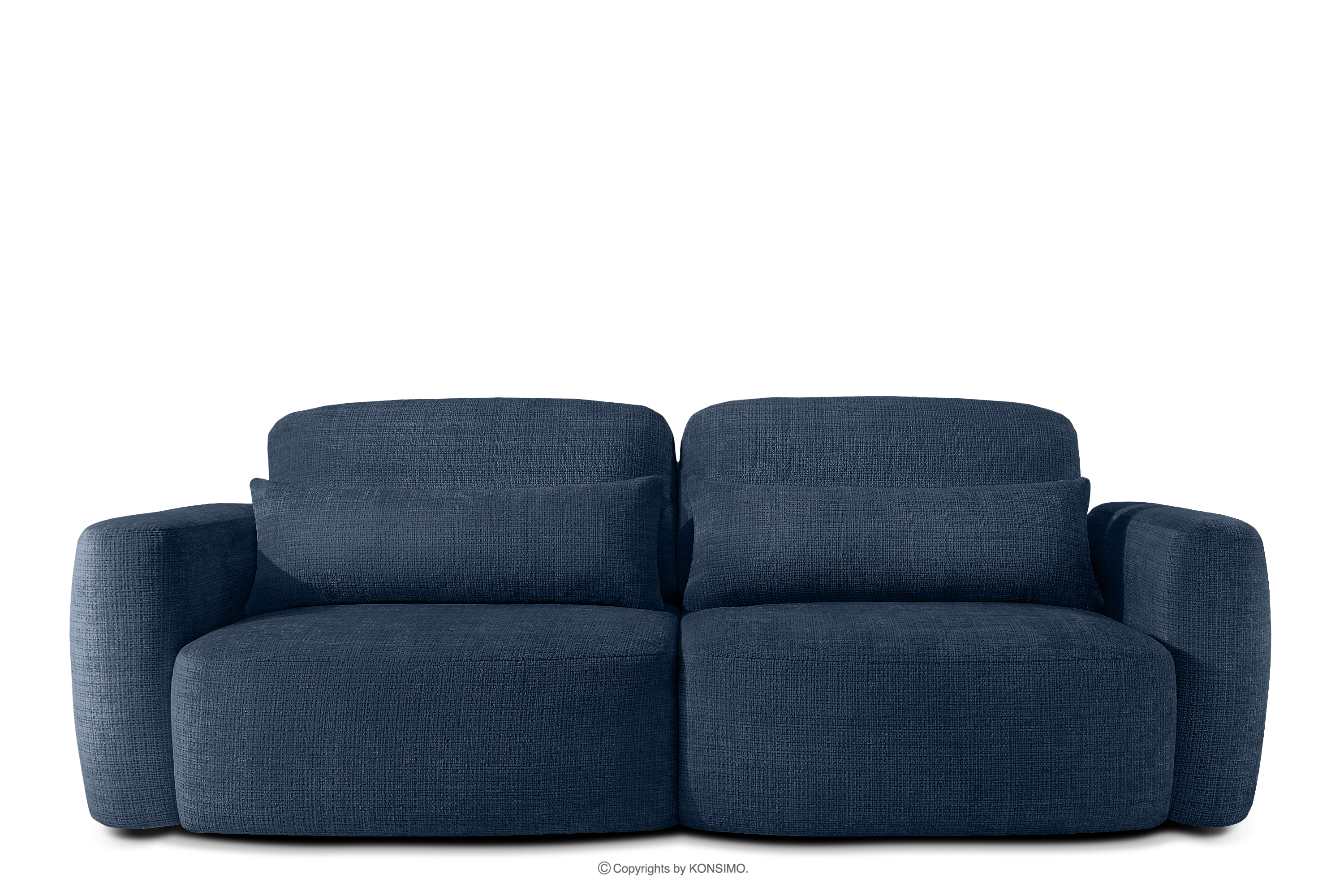 Sofa trzyosobowa w stylu japońskim w tkaninie szenil granatowy