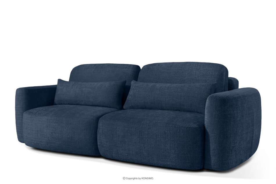 ELOSA Sofa trzyosobowa w stylu japońskim w tkaninie szenil granatowy granatowy - zdjęcie 2