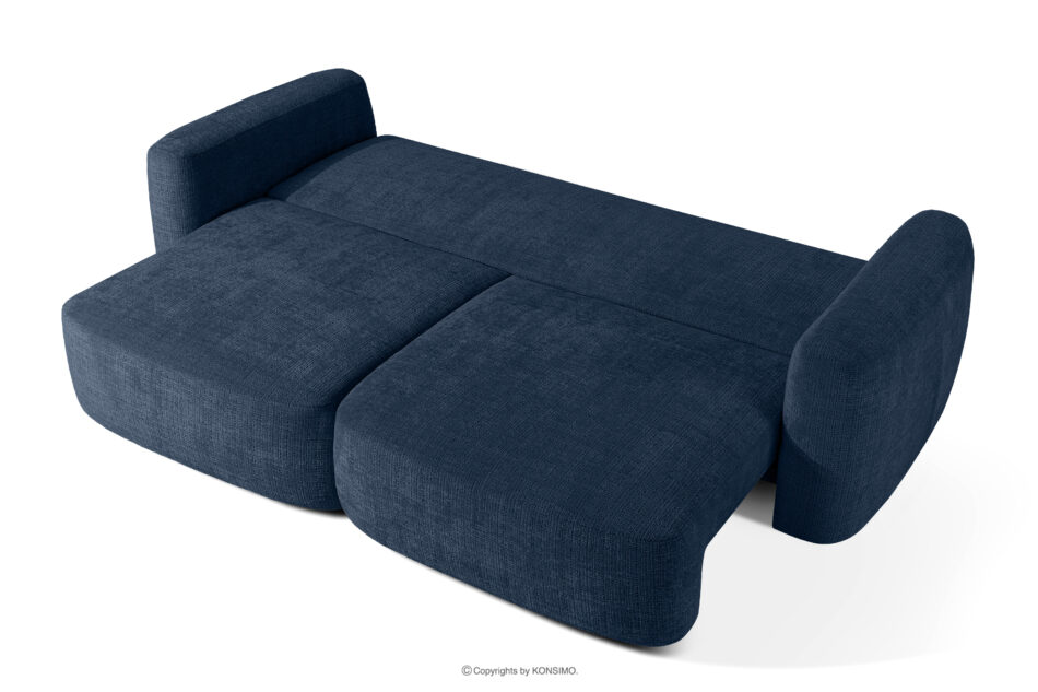 ELOSA Sofa trzyosobowa w stylu japońskim w tkaninie szenil granatowy granatowy - zdjęcie 4