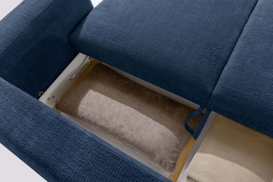 ELOSA Sofa trzyosobowa w stylu japońskim w tkaninie szenil granatowy granatowy - zdjęcie 14