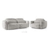 Sofa i fotel japandi w tkaninie szenil jasny szary