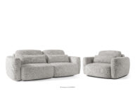 Sofa i fotel japandi w tkaninie szenil jasny szary