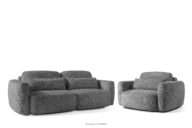Sofa i fotel japandi w tkaninie szenil ciemny szary