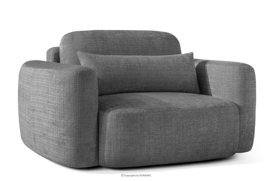 ELOSA Sofa i fotel japandi w tkaninie szenil ciemny szary ciemny szary - zdjęcie 18
