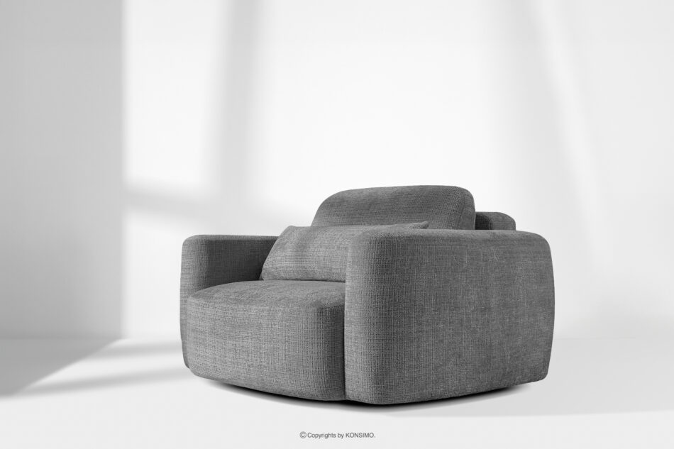 ELOSA Sofa i fotel japandi w tkaninie szenil ciemny szary ciemny szary - zdjęcie 28