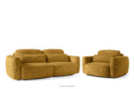 Sofa i fotel w stylu japońskim w tkaninie szenil żółty