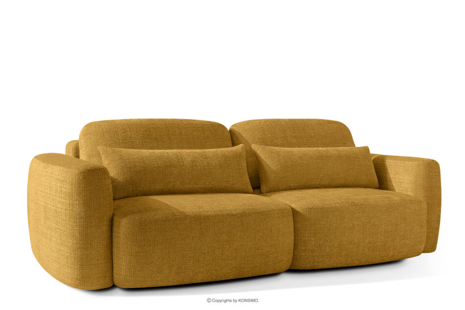 ELOSA Sofa i fotel w stylu japońskim w tkaninie szenil żółty żółty - zdjęcie 4