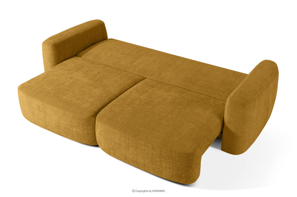 ELOSA Sofa i fotel w stylu japońskim w tkaninie szenil żółty żółty - zdjęcie 5