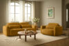 ELOSA Sofa i fotel w stylu japońskim w tkaninie szenil żółty żółty - zdjęcie 30
