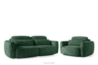 Sofa i fotel w stylu japońskim w tkaninie szenil zielony