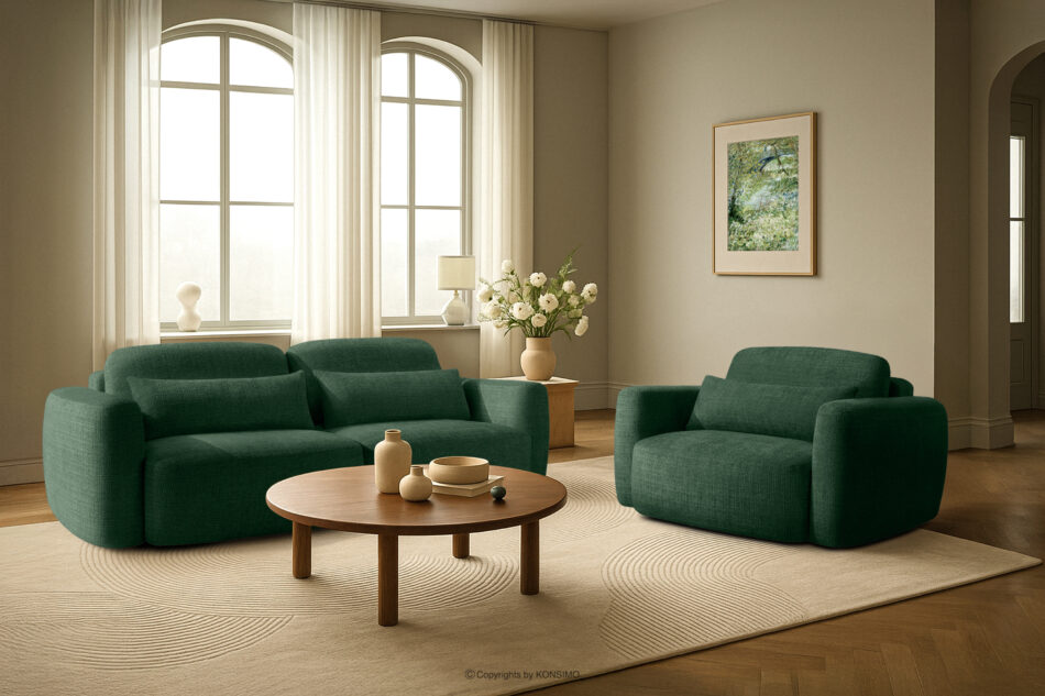 ELOSA Sofa i fotel w stylu japońskim w tkaninie szenil zielony zielony - zdjęcie 29