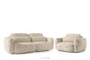 Sofa i fotel japandi w tkaninie szenil kremowy
