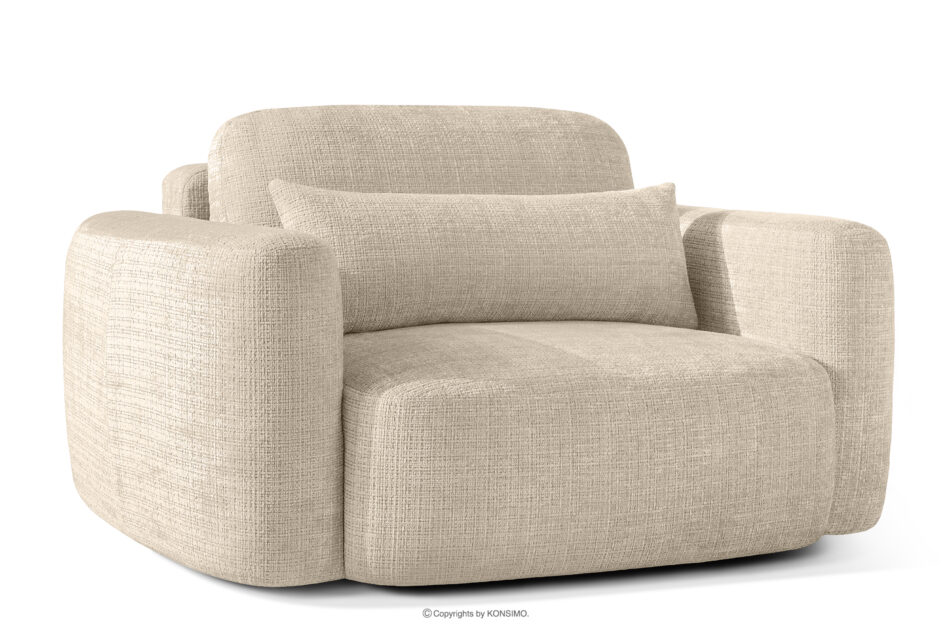 ELOSA Sofa i fotel japandi w tkaninie szenil kremowy kremowy - zdjęcie 18