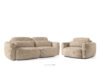 Sofa i fotel japandi w tkaninie szenil beżowy