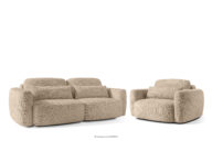 Sofa i fotel japandi w tkaninie szenil beżowy