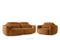 Sofa i fotel w stylu japońskim w tkaninie szenil rudy