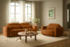 ELOSA Sofa i fotel w stylu japońskim w tkaninie szenil rudy rudy - zdjęcie 30