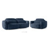 Sofa i fotel w stylu japońskim w tkaninie szenil granatowy
