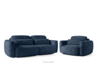 Sofa i fotel w stylu japońskim w tkaninie szenil granatowy
