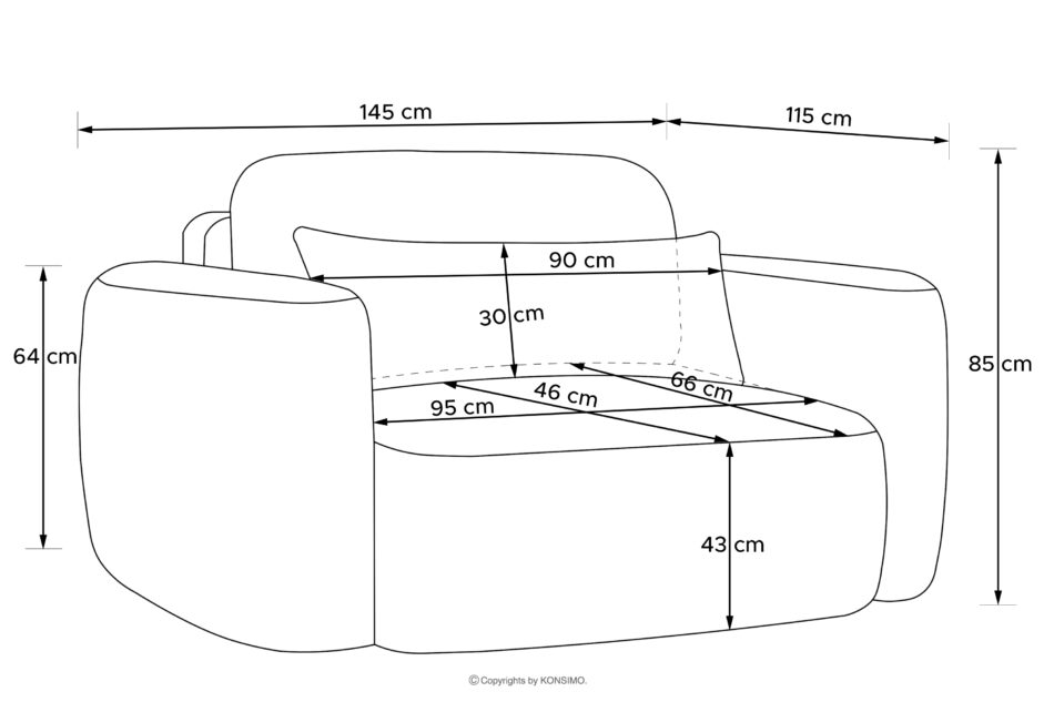 ELOSA Sofa i fotel w stylu japońskim w tkaninie szenil żółty żółty - zdjęcie 32