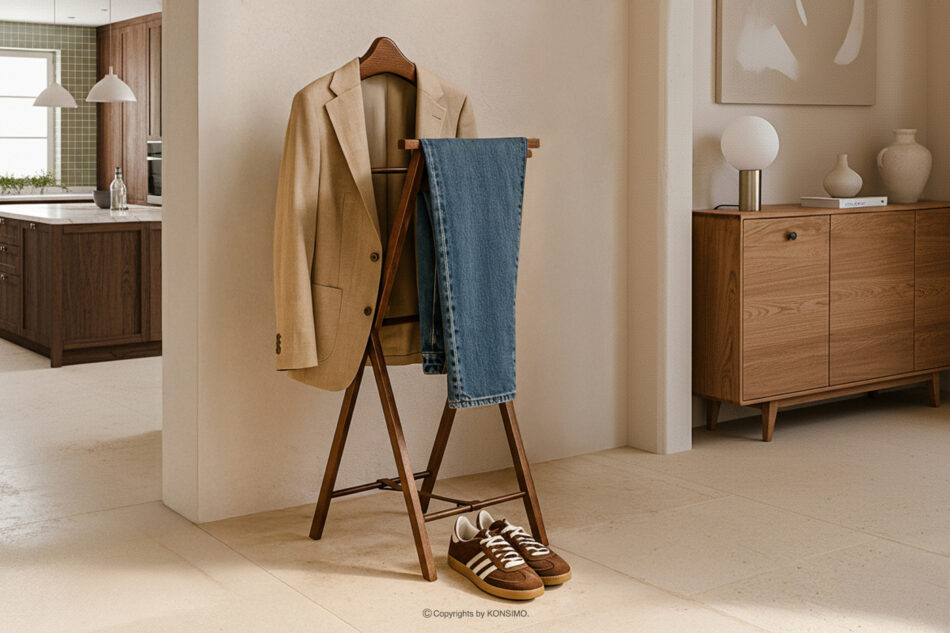 AGLAS Wieszak na garnitur drewno bukowe brązowy brązowy - zdjęcie 1