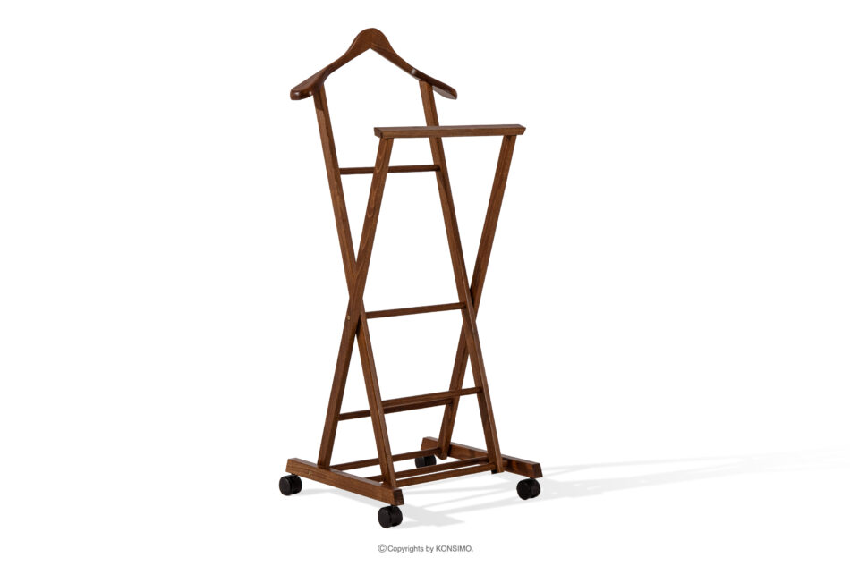 AGLAS Drewniany wieszak stojący na garnitur brązowy brązowy - zdjęcie 0