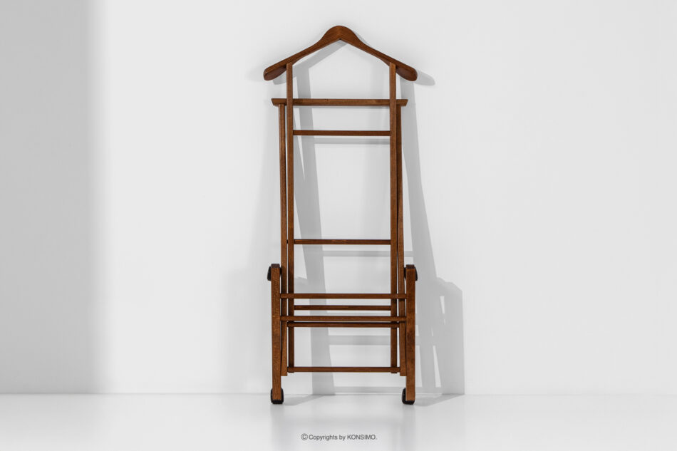 AGLAS Drewniany wieszak stojący na garnitur brązowy brązowy - zdjęcie 9