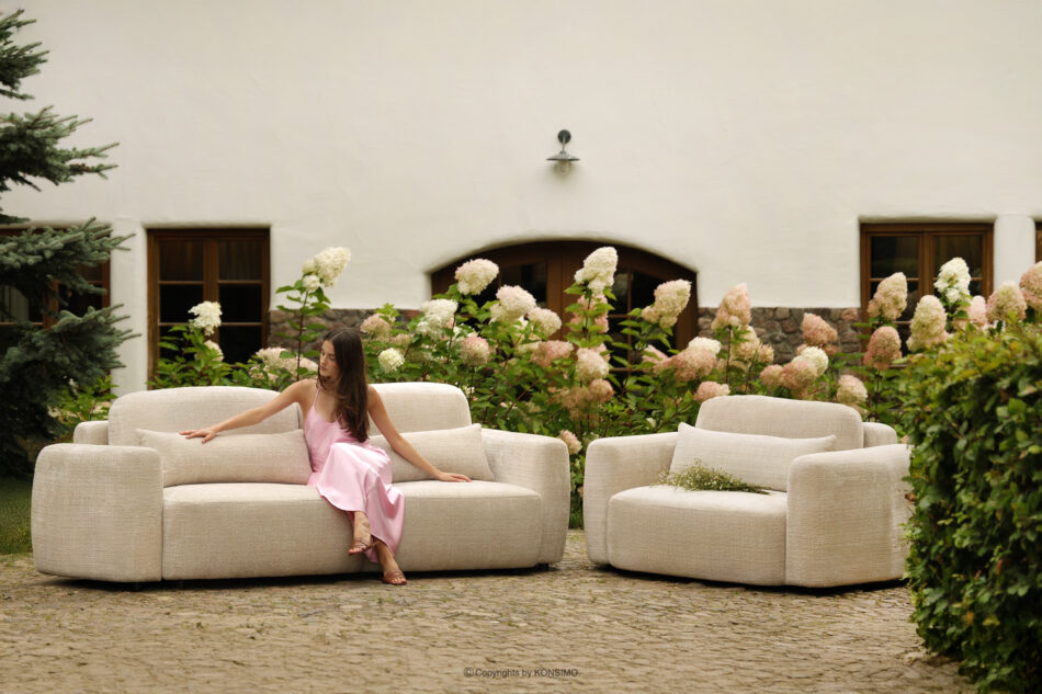 ELOSA Sofa 3 japandi w tkaninie boucle biały biały - zdjęcie 15