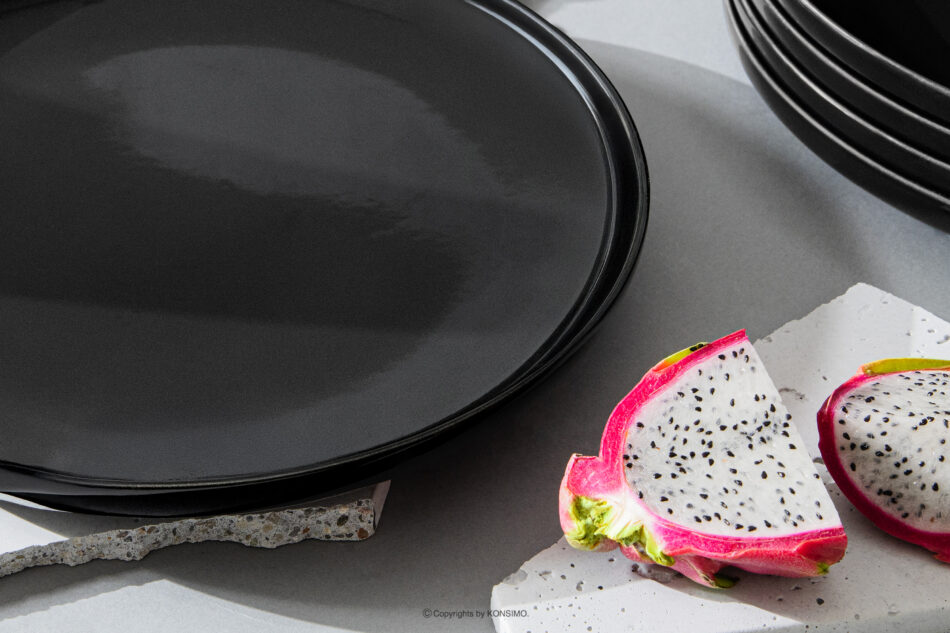 VICTO Zestaw obiadowy czarny połysk 6os. (18 el.) czarny połysk - zdjęcie 9