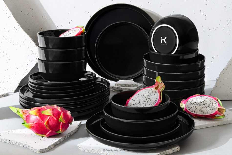 VICTO Zestaw obiadowy czarny połysk 6os. (24 el.) czarny połysk - zdjęcie 1