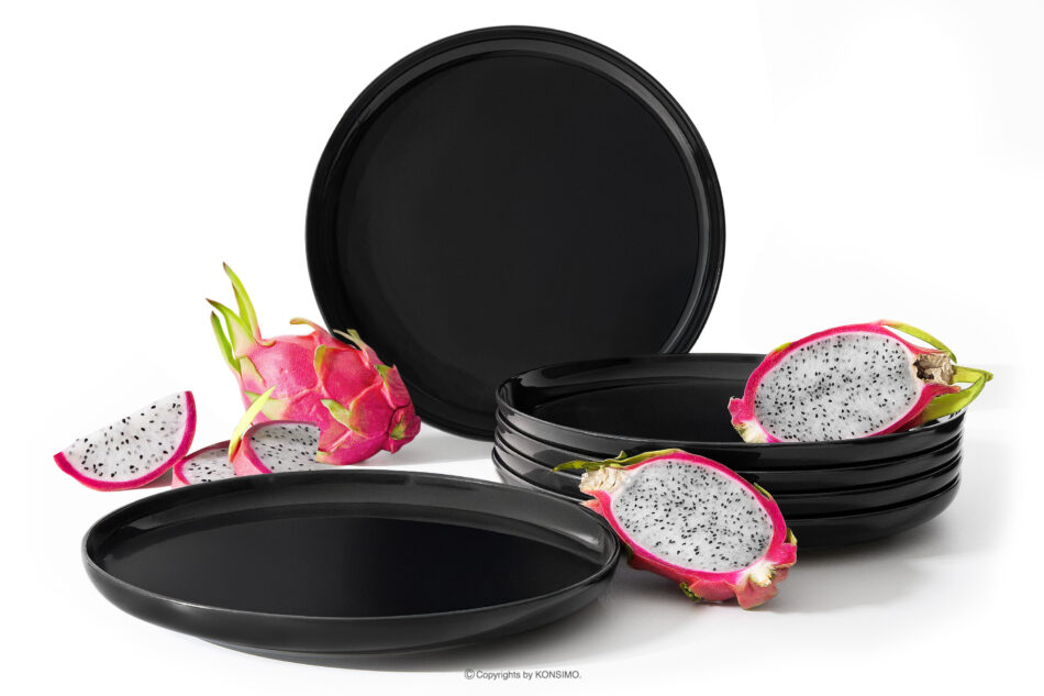 VICTO Talerz obiadowy czarny połysk 6szt. czarny połysk - zdjęcie 0