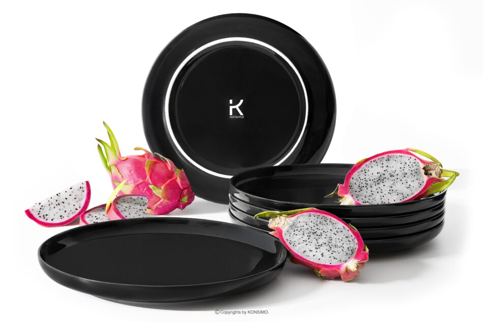 VICTO Talerz obiadowy czarny połysk 6szt. czarny połysk - zdjęcie 2