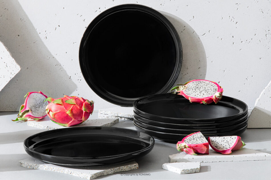 VICTO Talerz obiadowy czarny połysk 6szt. czarny połysk - zdjęcie 1