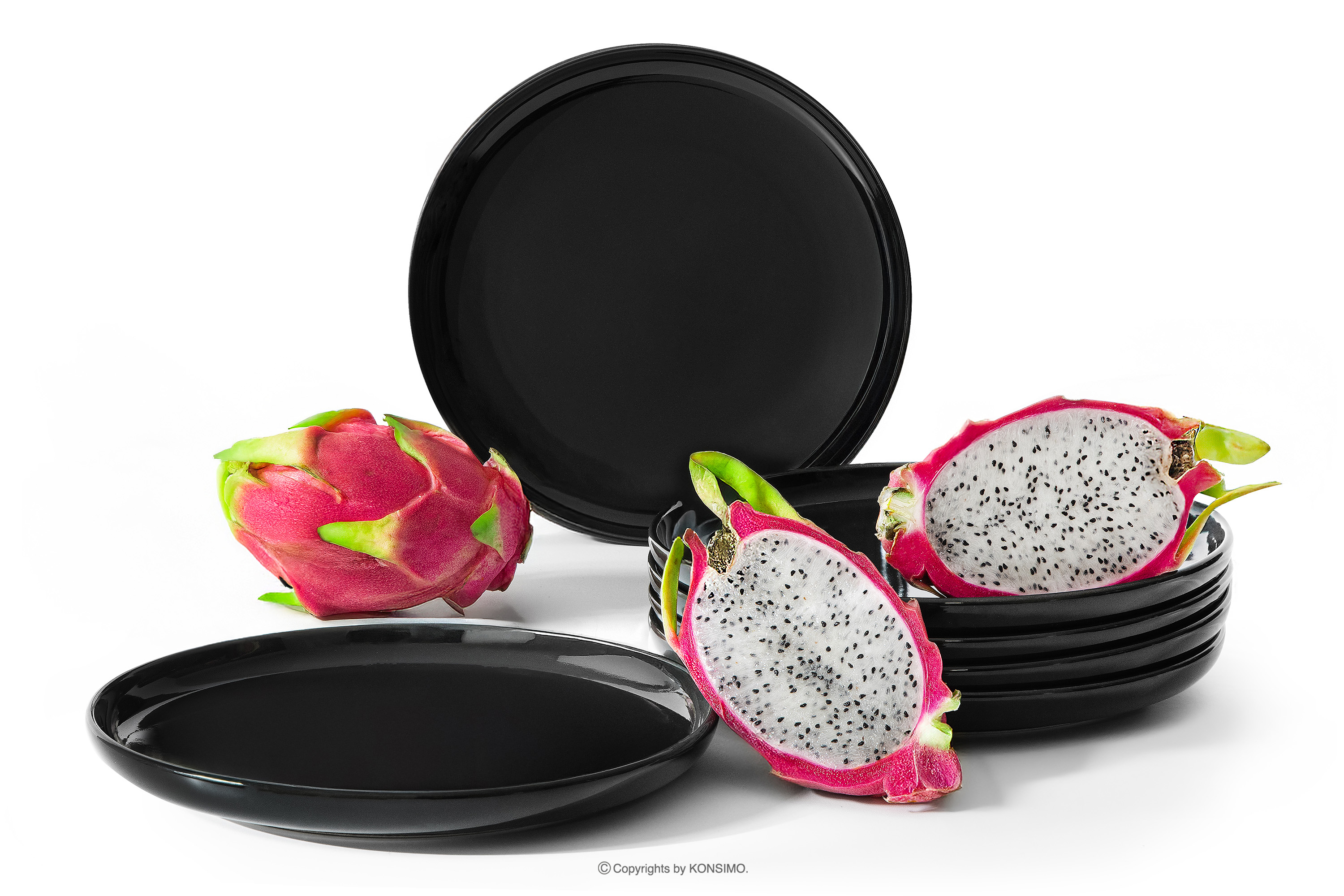 Talerz deserowy czarny połysk 6szt. VICTO