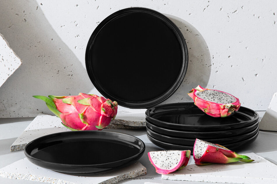 VICTO Talerz deserowy czarny połysk 6szt. czarny połysk - zdjęcie 1