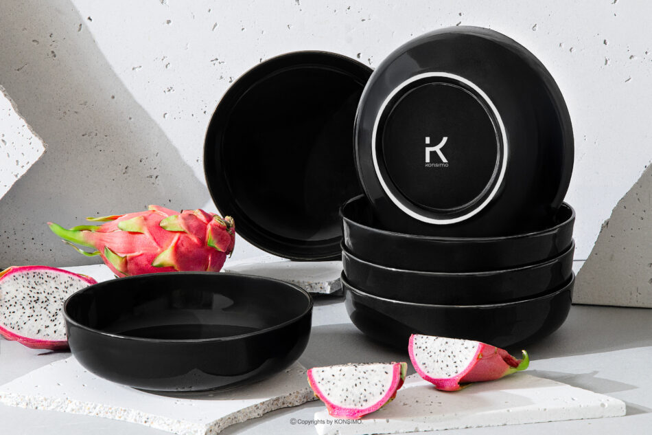 VICTO Talerz głęboki czarny połysk 6szt. czarny połysk - zdjęcie 1