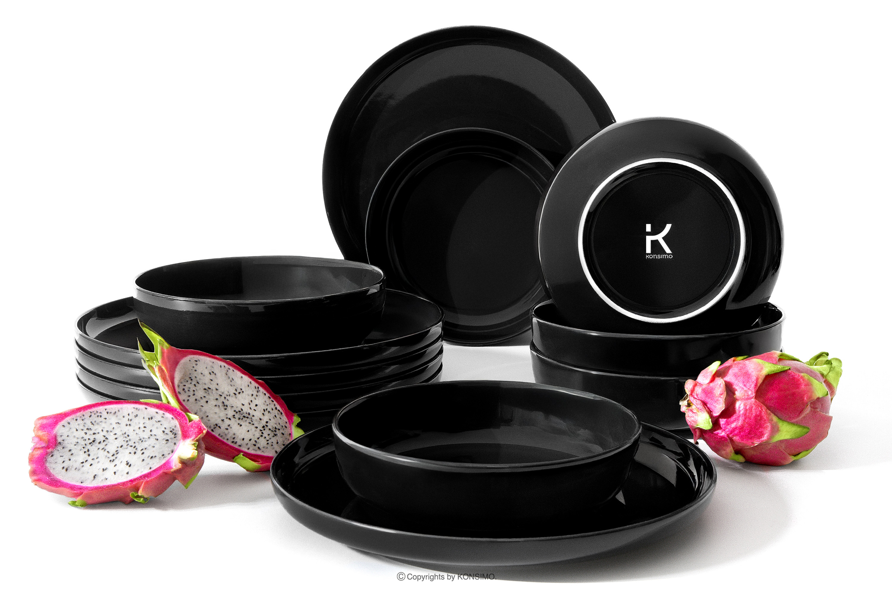 Zestaw obiadowy czarny połysk 6os. (12 el.) VICTO