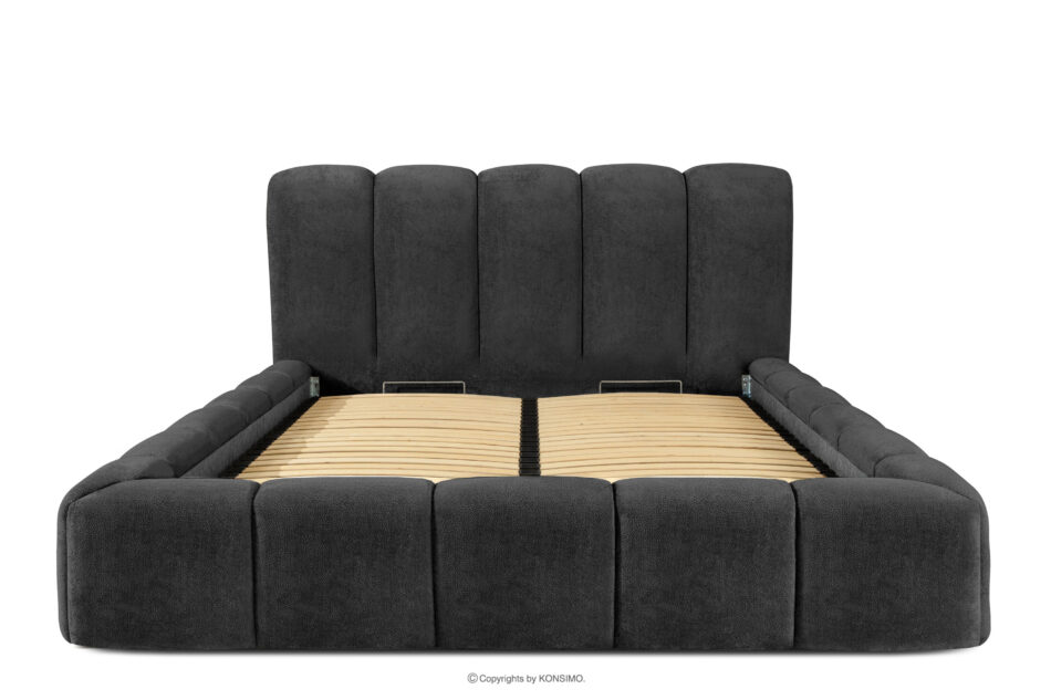 MERIDE Łóżko tapicerowane 160 cm z pikowaniem antracytowy antracytowy - zdjęcie 3