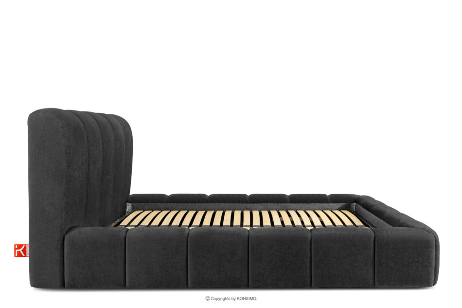 MERIDE Łóżko tapicerowane 160 cm z pikowaniem antracytowy antracytowy - zdjęcie 4