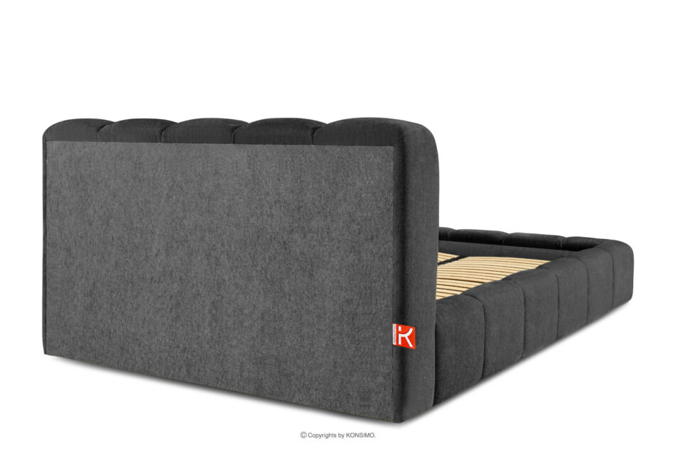 MERIDE Łóżko tapicerowane 160 cm z pikowaniem antracytowy antracytowy - zdjęcie 5