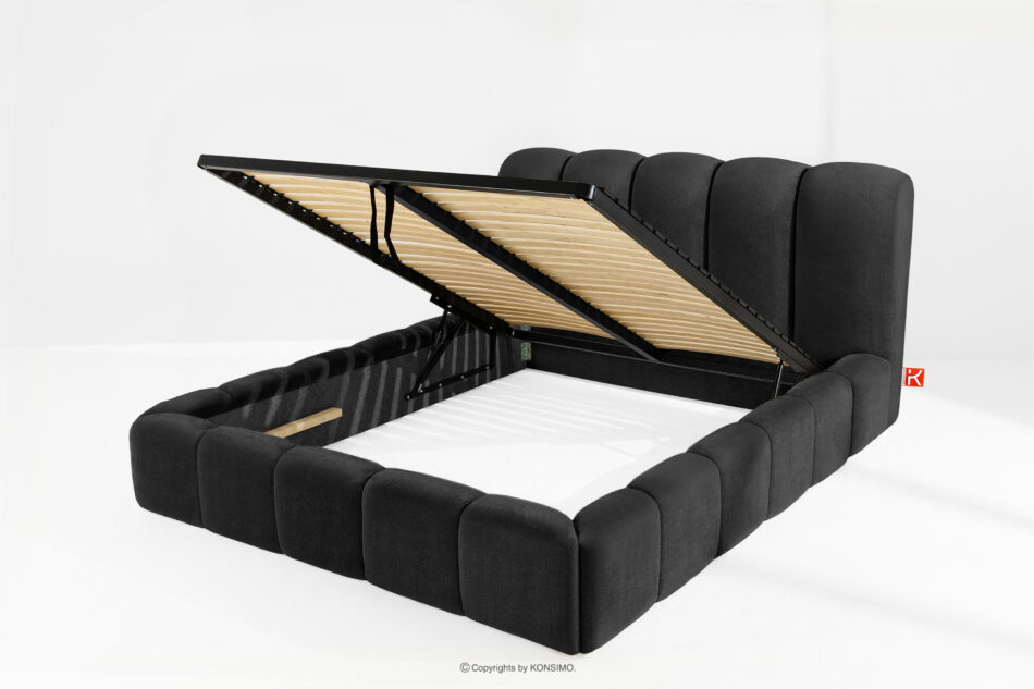 MERIDE Łóżko tapicerowane 160 cm z pikowaniem antracytowy antracytowy - zdjęcie 6