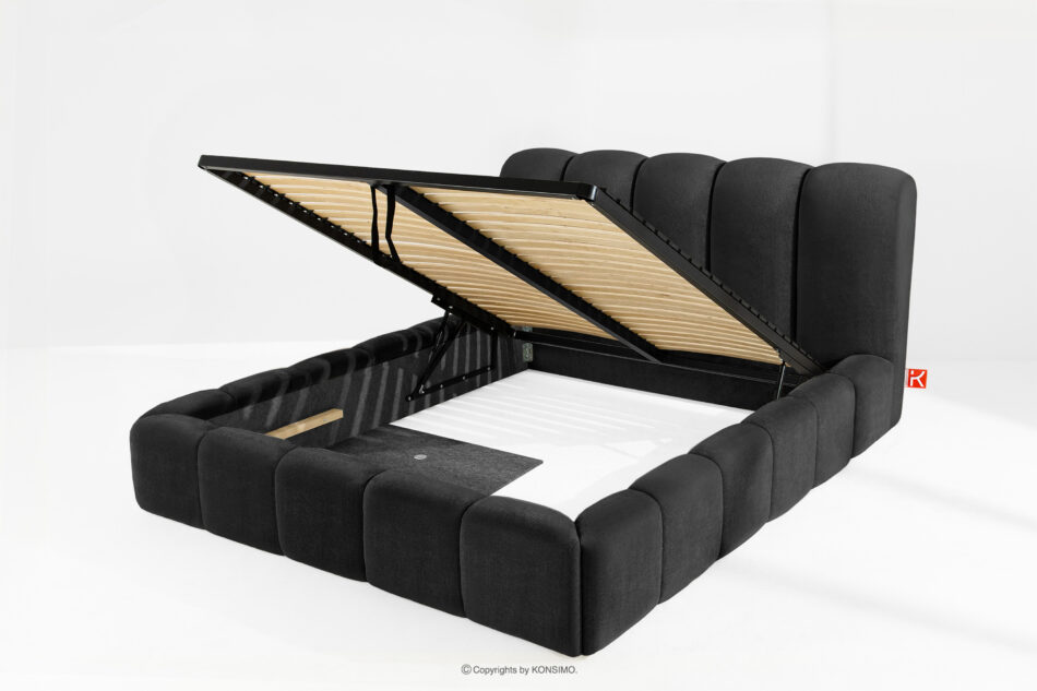 MERIDE Łóżko tapicerowane 160 cm z pikowaniem antracytowy antracytowy - zdjęcie 7