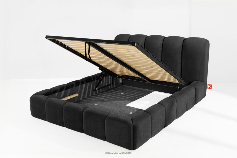 MERIDE Łóżko tapicerowane 160 cm z pikowaniem antracytowy antracytowy - zdjęcie 9