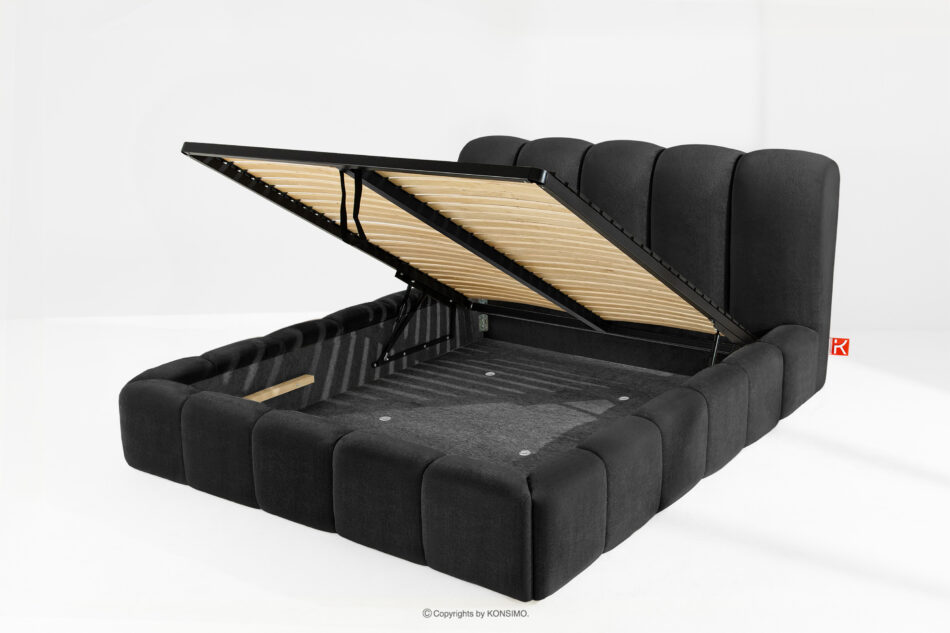 MERIDE Łóżko tapicerowane 160 cm z pikowaniem antracytowy antracytowy - zdjęcie 10