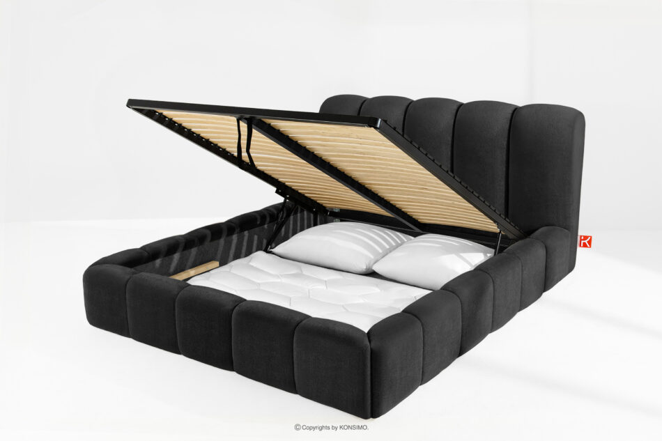 MERIDE Łóżko tapicerowane 160 cm z pikowaniem antracytowy antracytowy - zdjęcie 11