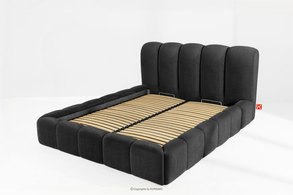 MERIDE Łóżko tapicerowane 160 cm z pikowaniem antracytowy antracytowy - zdjęcie 12