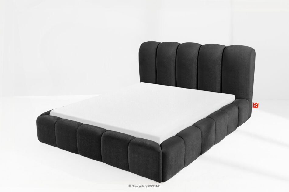 MERIDE Łóżko tapicerowane 160 cm z pikowaniem antracytowy antracytowy - zdjęcie 13