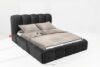 MERIDE Łóżko tapicerowane 160 cm z pikowaniem antracytowy antracytowy - zdjęcie 2