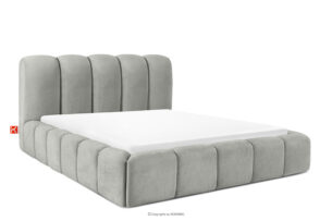 MERIDE, https://konsimo.pl/kolekcja/meride/ Łóżko tapicerowane 160 cm z pikowaniem jasny szary jasny szary - zdjęcie