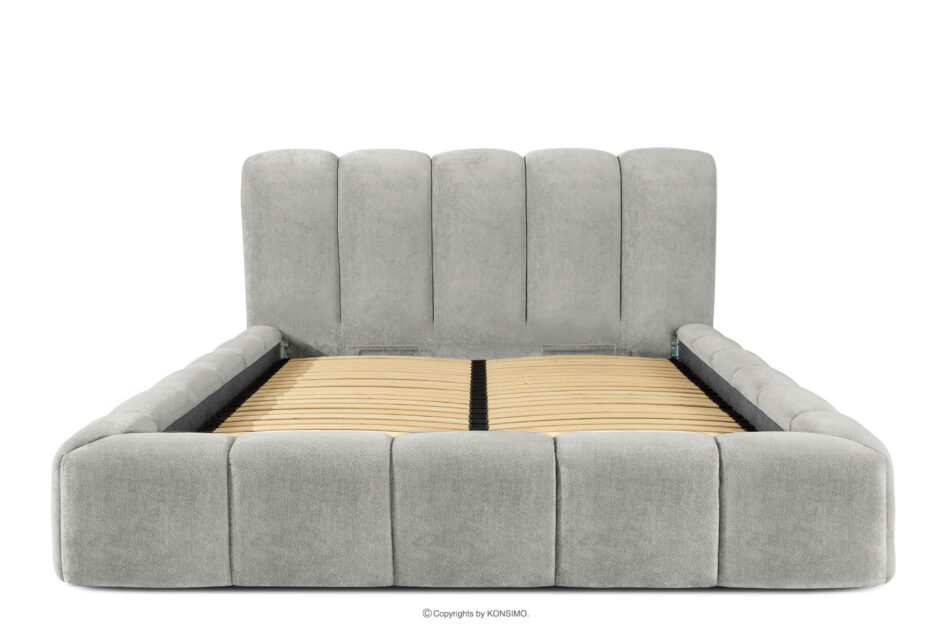 MERIDE Łóżko tapicerowane 160 cm z pikowaniem jasny szary jasny szary - zdjęcie 3